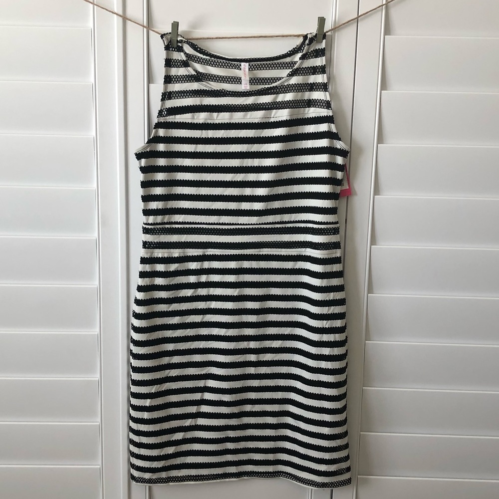 NWT Striped Dress with Mesh L